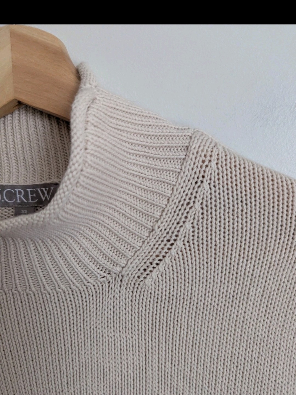 J.Crew Women's XS Heritage Rollneck Sweater Beige 100% Cotton BS945 Pale Bone - Picture 3 of 7